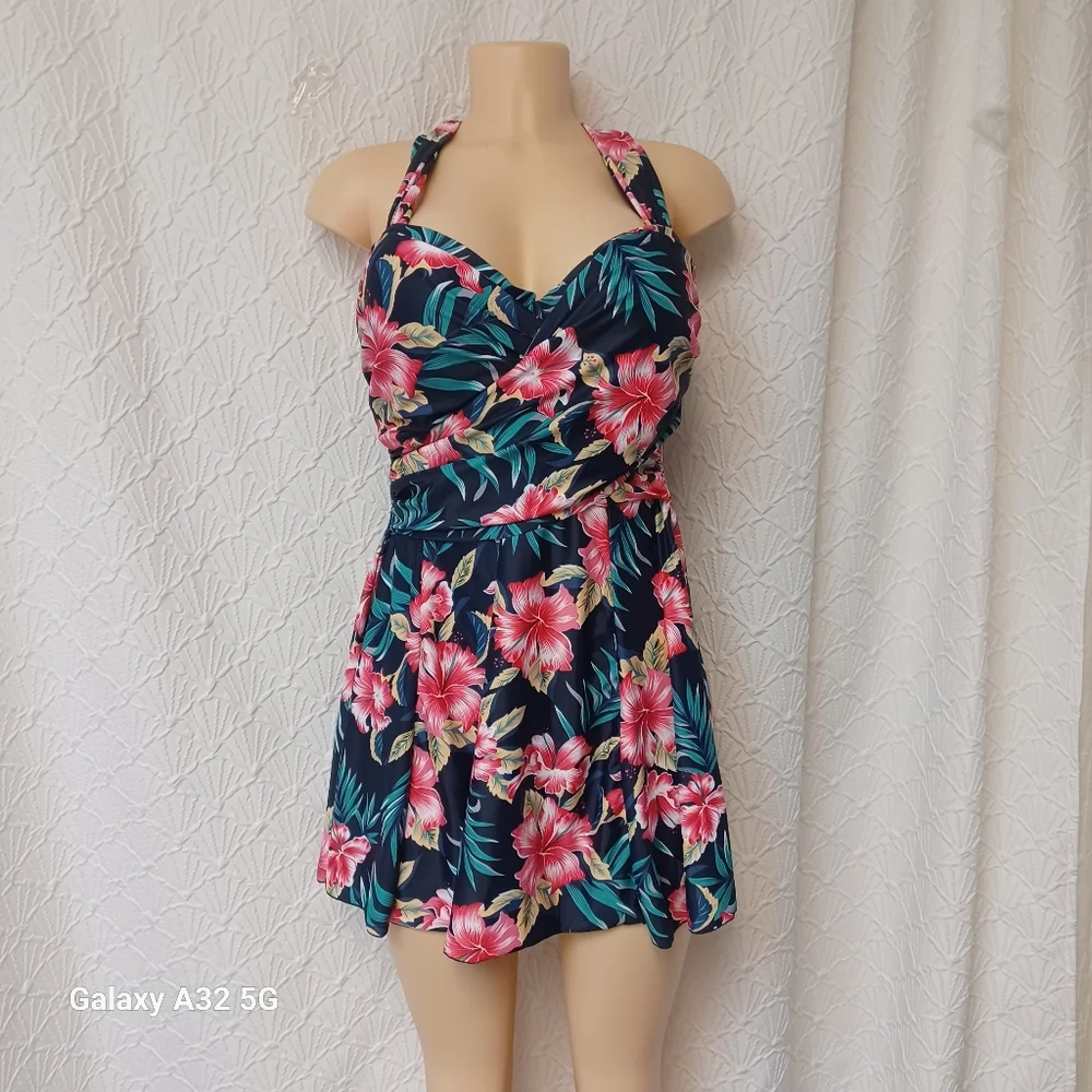 Cocopear Size XL Floral Woman Swim Dress - Pink and Blue - Picture 1 of 14